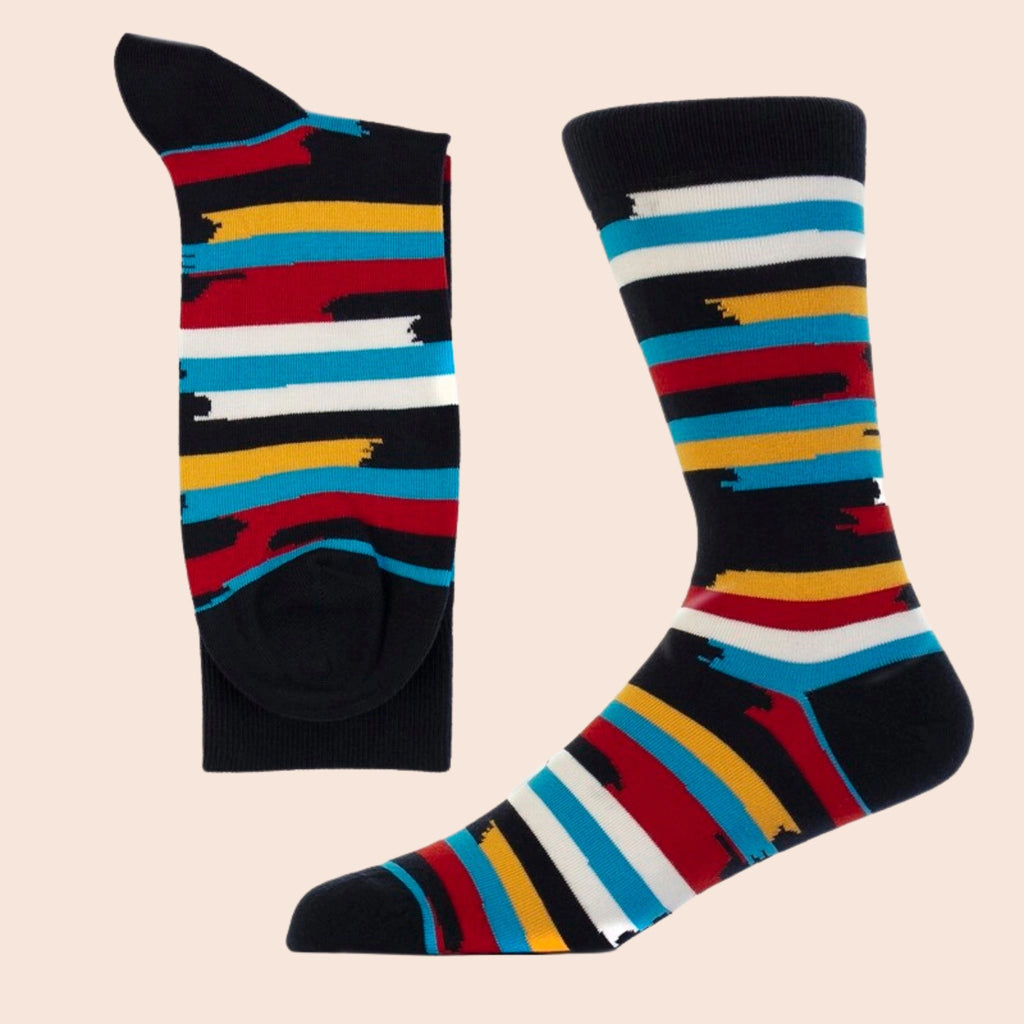 multicoloured fuzzy stripe sock