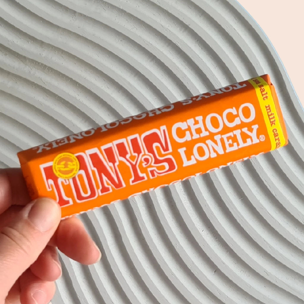 tony's chocolonely milk caramel and sea salt bar